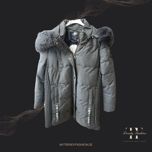 Winterjacke Love Grau - Trendy Fashion